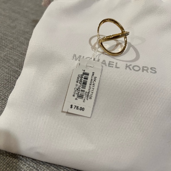 Michael Kors Gold Tone Steel Criss-Cross Clear Pave Crystal Ring - Picture 12 of 12